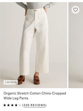 Quince White Cropped Wide-Leg Organic Chino Pants